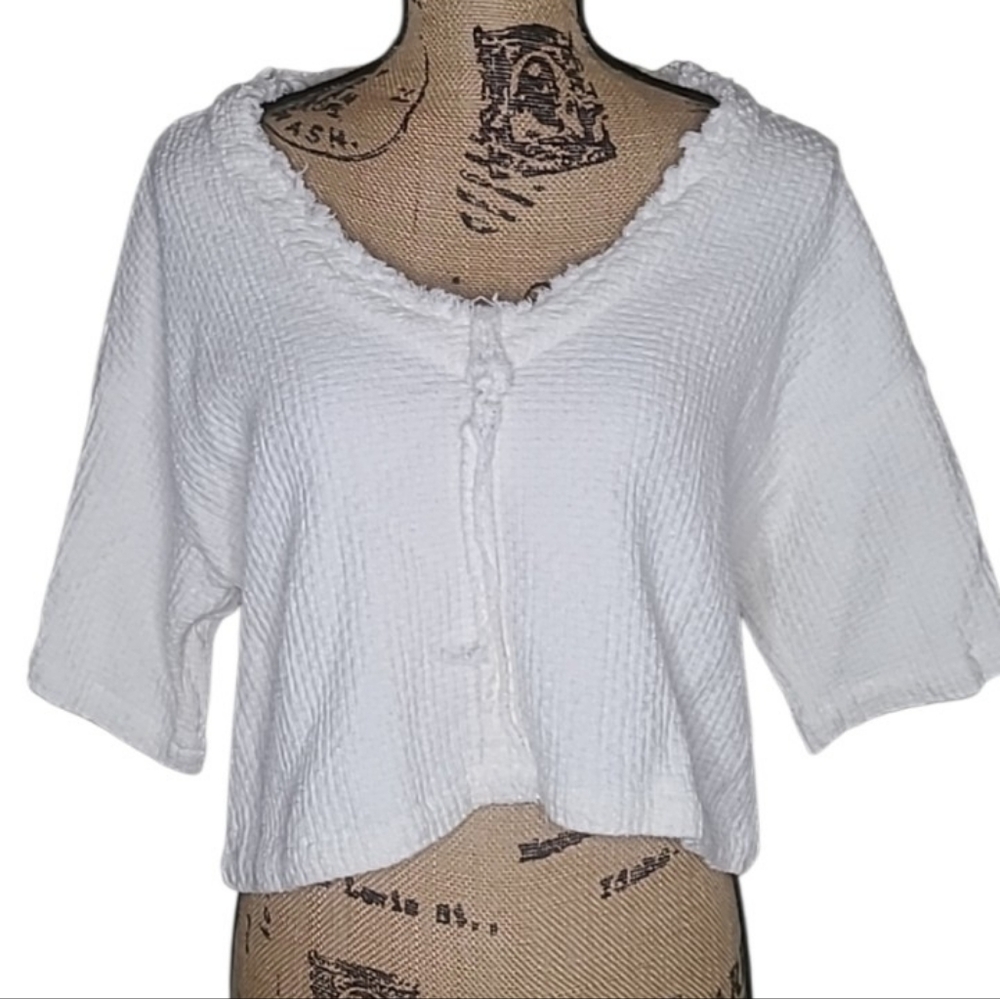 Free People IvoryTweed Boxy Fit Crop Top